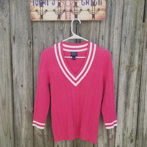 Chaps Hot Pink 3/4 Sleeve v-neck Knitted pull over